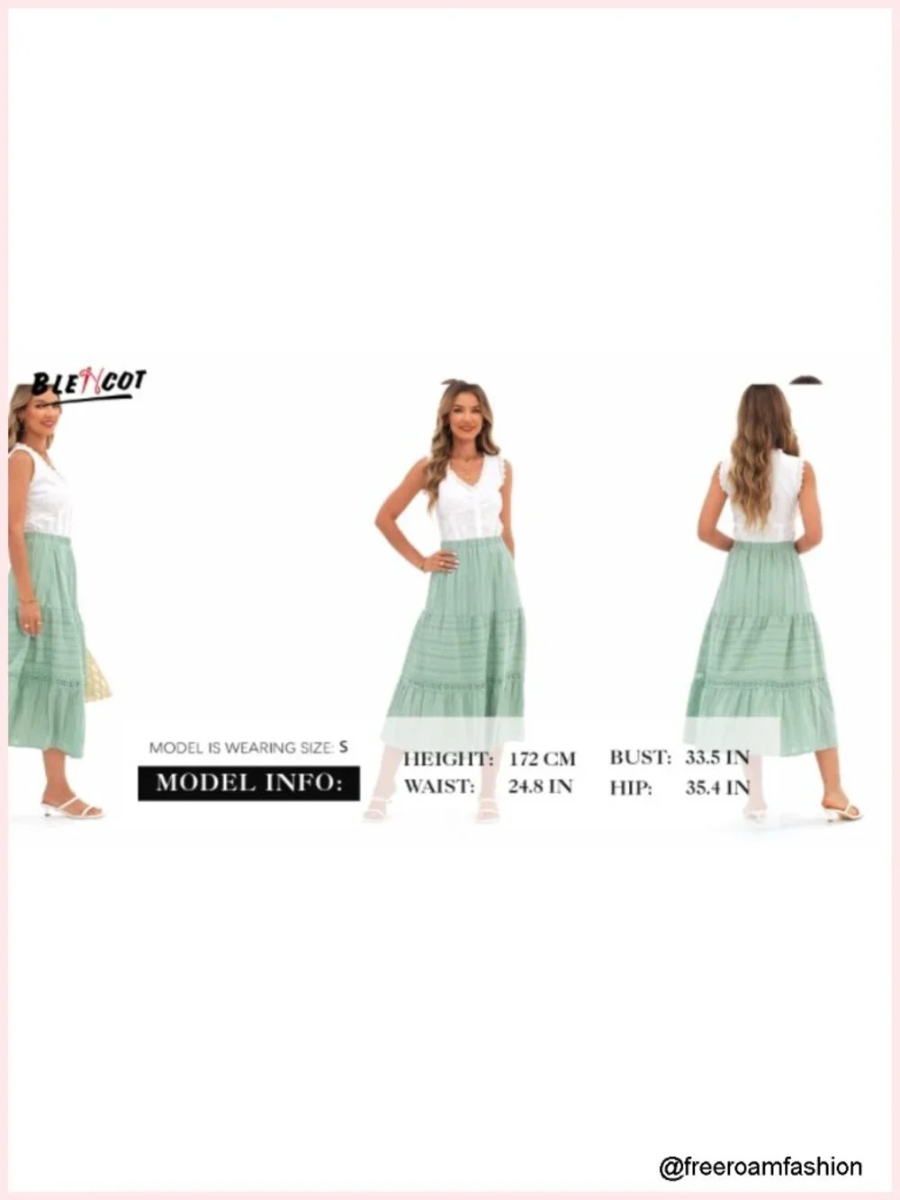 Boho Tiered Maxi Skirt High Waisted Cotton Crochet Lace A-Line Flowy Beach